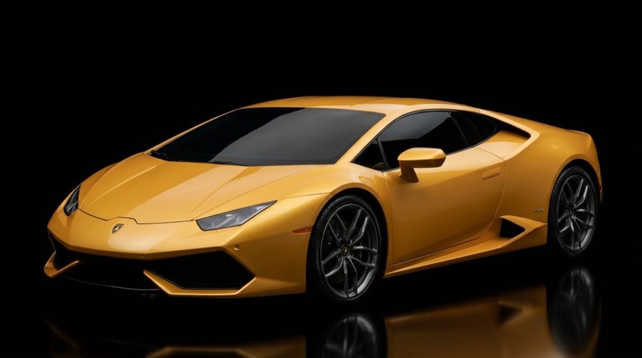 Gold Lamborghini Huracan with a ceramic coating