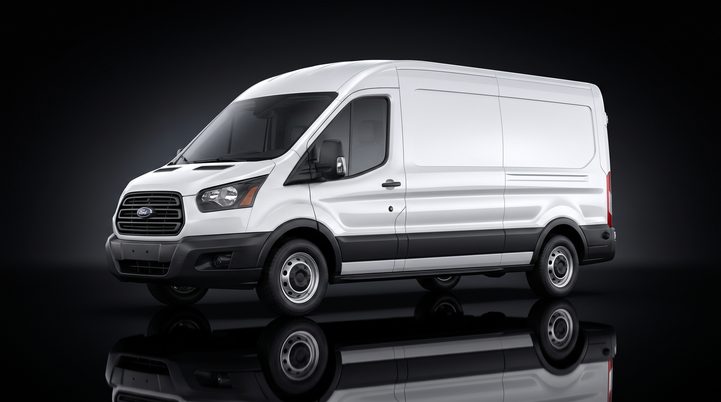 White commercial cargo van in studio