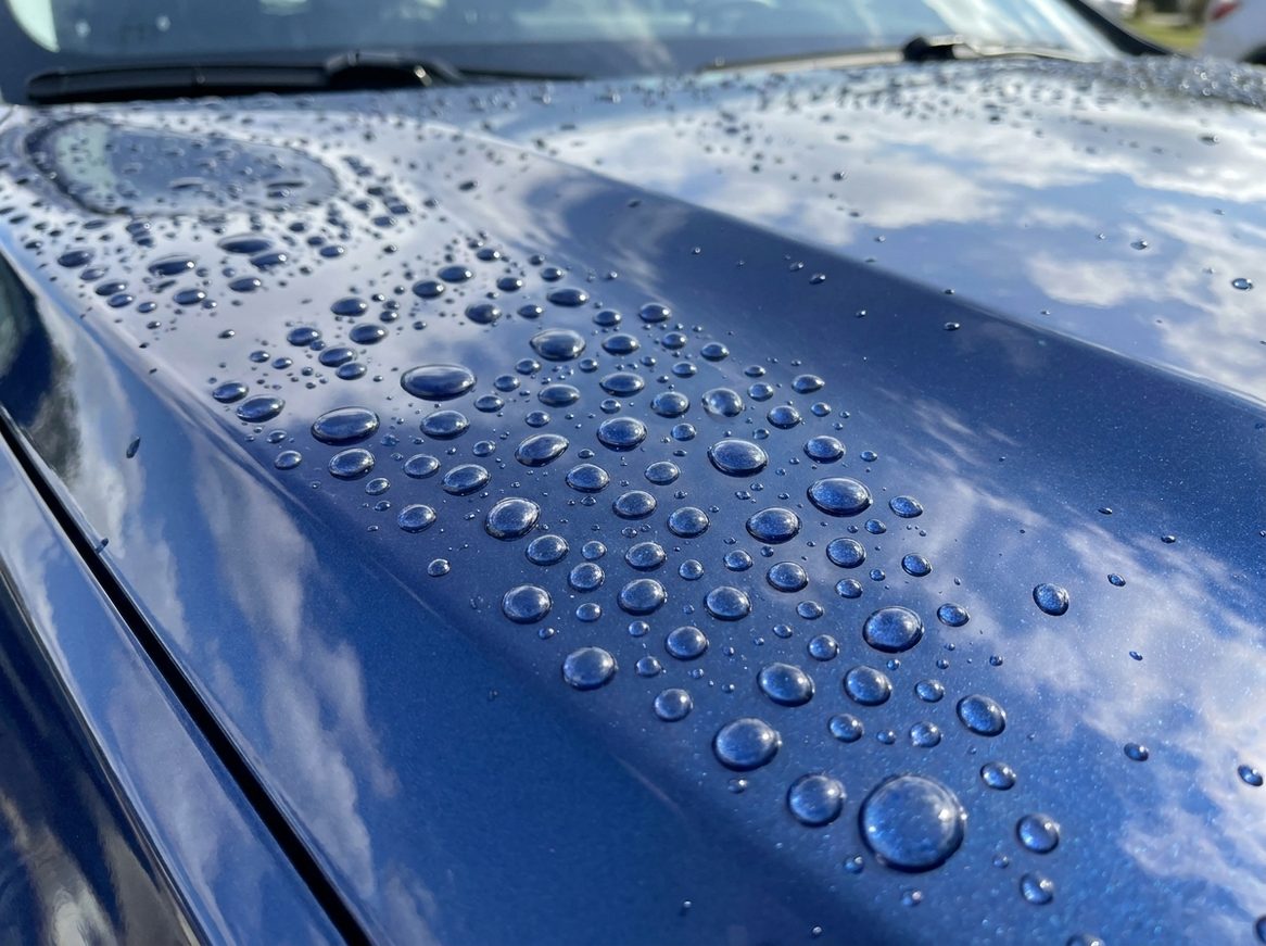 Water beading on protected paint