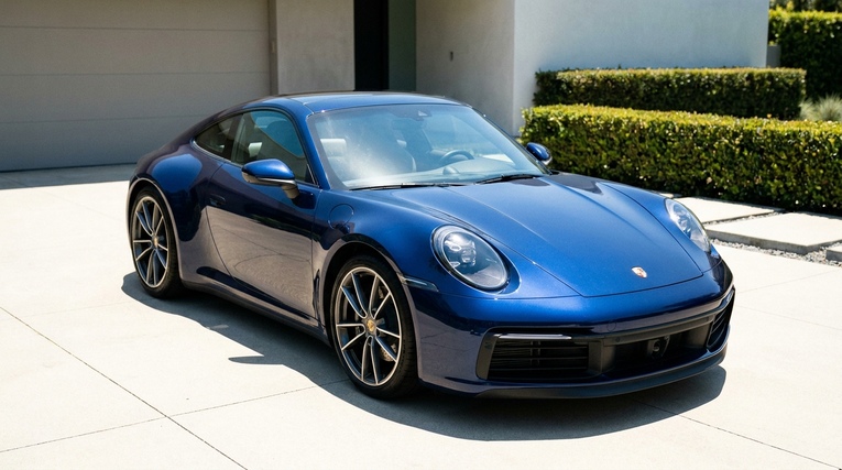A clean car in a driveway