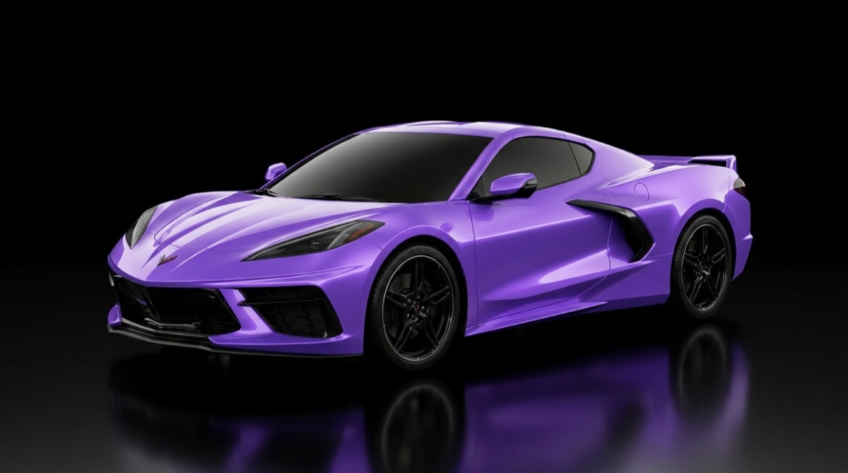 Purple Chevrolet Corvette C8 with a ceramic coating