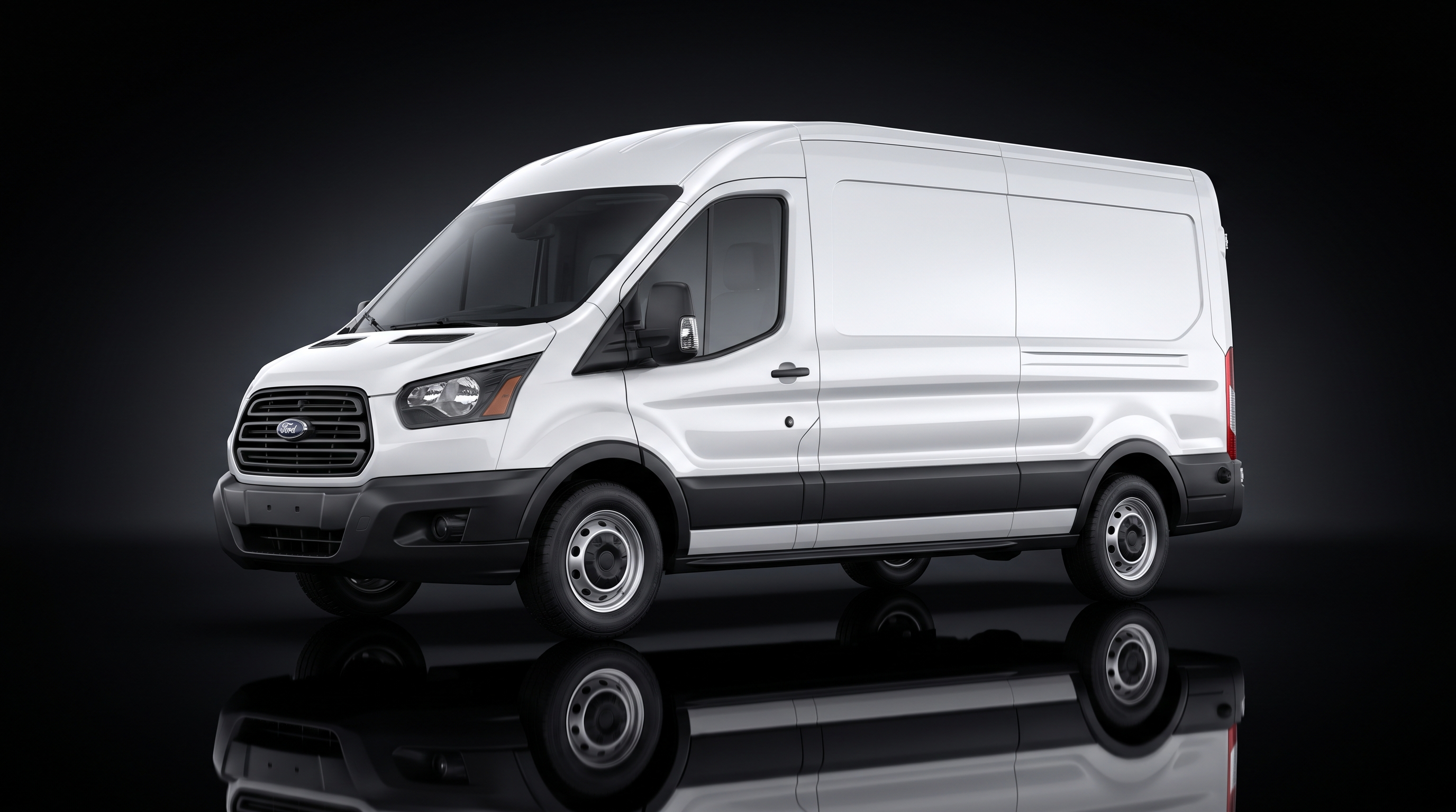 White commercial cargo van in studio