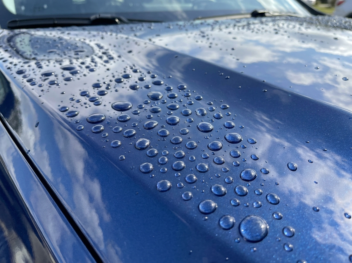 Water beading on protected paint